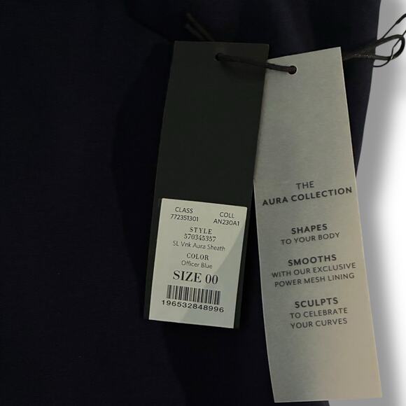 WHBM Dress NWT Women's Size 00 Aura Sleeveless Sculpting Sheath Officer Blue - Picture 3 of 6